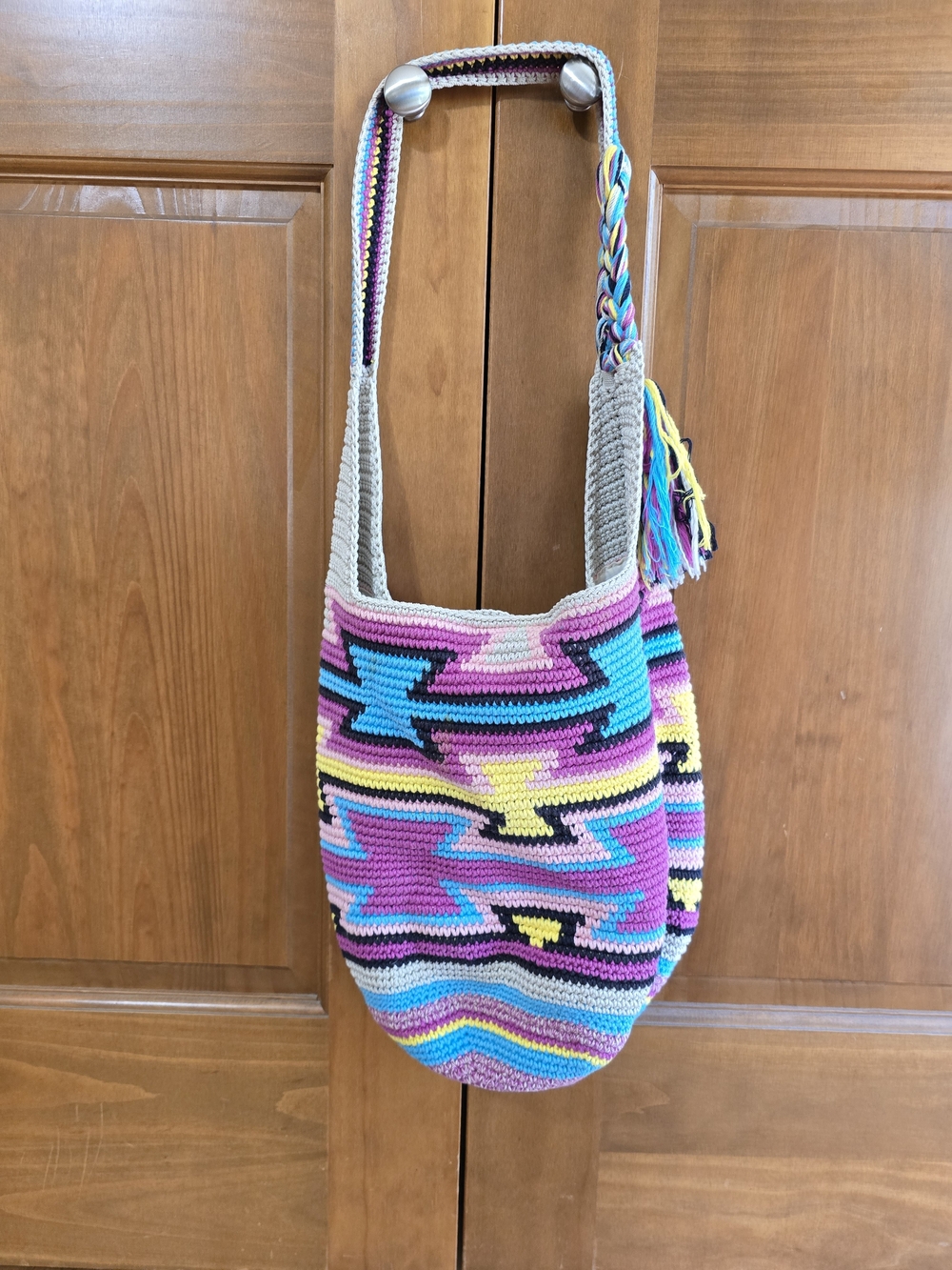The Sak Multicolor Crochet Hobo Bag in Turquoise, Pink, Yellow & Purple